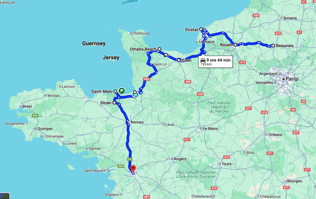 Itinerario bretagna e normandia 7 giorni mappa
